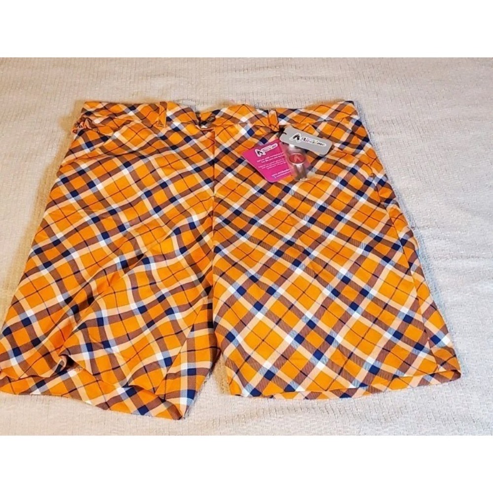 Royal & Awesome Men's golf shorts Sz40 Orange Plaid Belt Loops 10.5" inseam